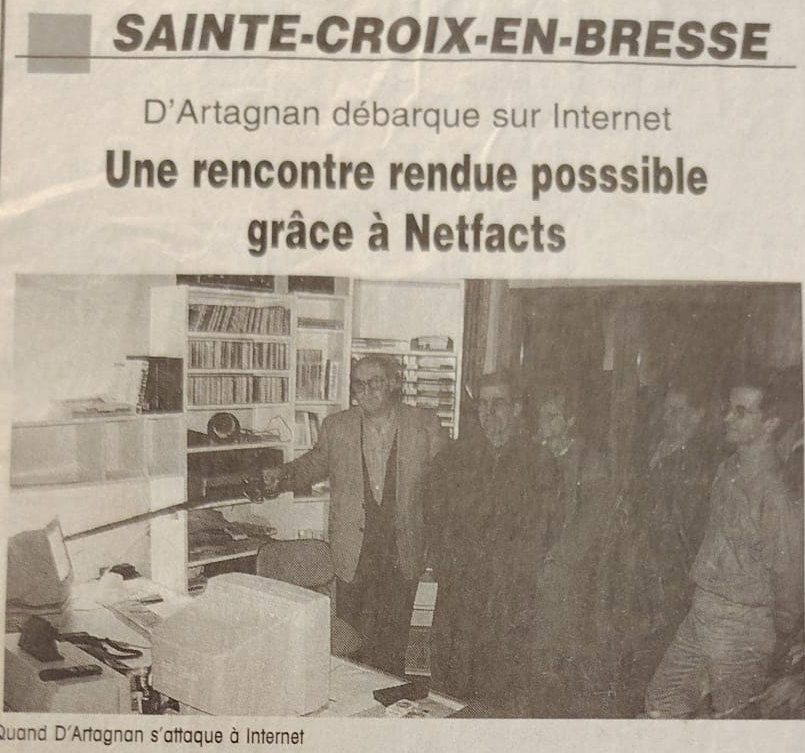 «D’Artagnan débarque sur Internet» – l’Association D’Artagnan in visita da Netfacts. Journal de Saône-et-Loire, 14 gennaio 1998