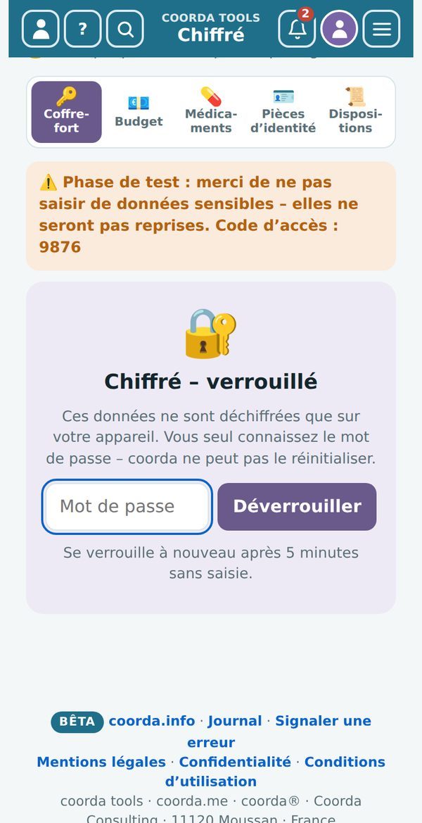 L’armoire chiffrée de coorda tools – verrouillée jusqu’à ce que vous saisissiez votre mot de passe