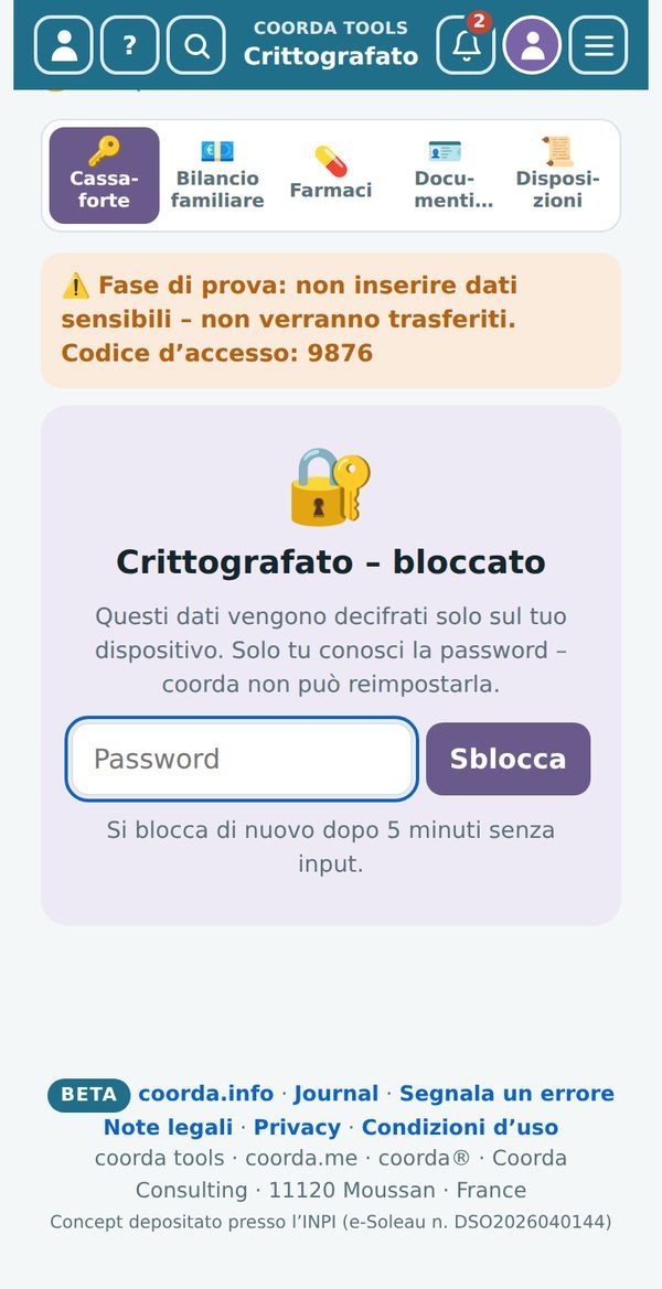 L’armadio cifrato di coorda tools – bloccato finché non inserisci la password