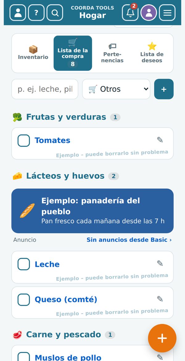 Hogar › Lista de la compra, ordenada por secciones