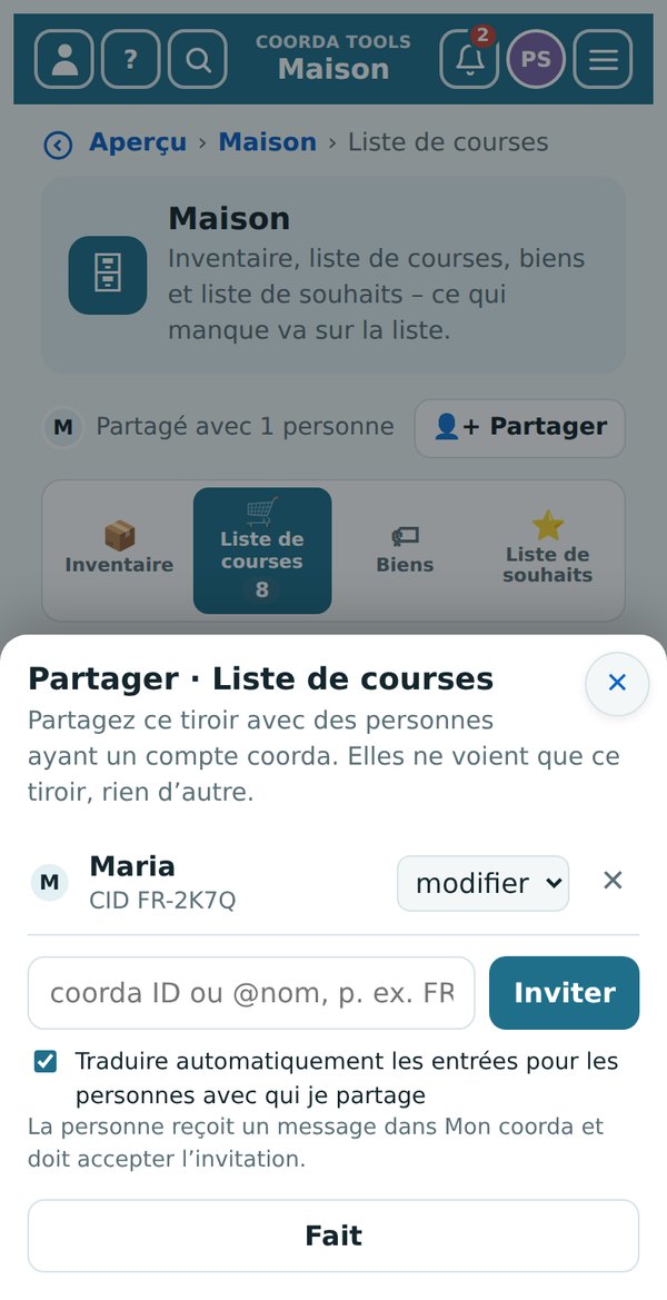 Partager un tiroir